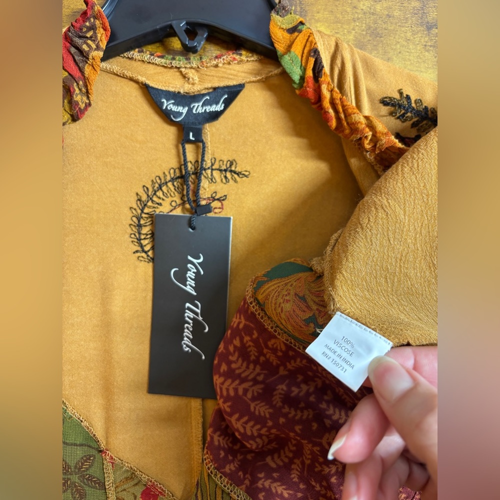Young Threads Rustic Bohemian Patchwork Shrug Kim… - image 5